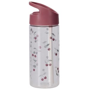 בקבוק שתיה לילדים עם קש מתקפל 420 מ"ל - דובדבנים