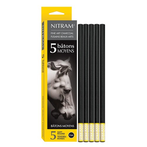 סט 5 מקלות פחם NITRAM עגול רך 8 מ
