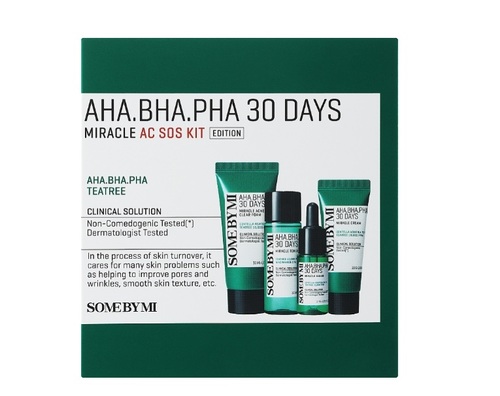 סט מוקטן  טונר,קרם פנים Some By Mi Aha-Bha-Pha 30 Days Miracle Ac Sos Kit (f/foam/30ml + f/toner/30ml + f/ser/10ml + f/cr/20ml)