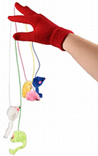 פלמינגו כפפת משחק עכברונים לחתול - Flamingo Cat Toy Glove with Mice