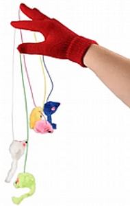פלמינגו כפפת משחק עכברונים לחתול - Flamingo Cat Toy Glove with Mice