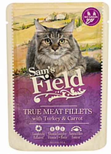 פאוץ' סמס פילד לחתול בטעם הודו וגזר 85 גרם  - Sam's Field turkey & carrot