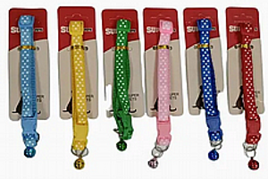 קולר לחתול בעיצוב מנוקד במגוון צבעים - SUPER PETS-DOTTED DESIGNED COLLAR FOR CATS