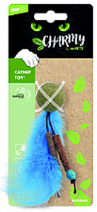 אמפט כדור קטניפ עם נוצה כחולה - M-PETS Charmy Bugbear Blue Catnip Cat Toy