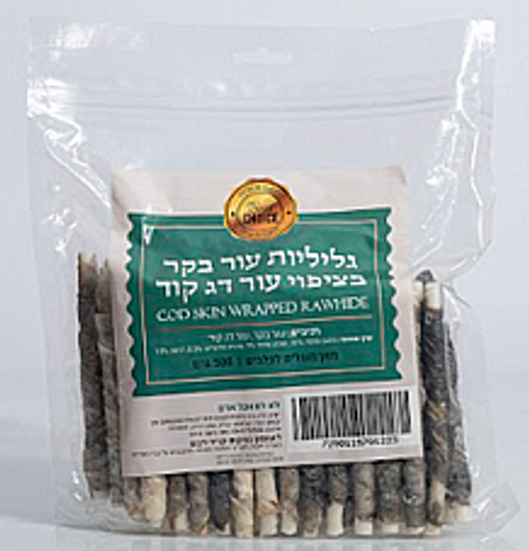 בסט צ'ויס חבילה גליליות עור בקר מצופות דג קוד 500 גרם - Best Choice