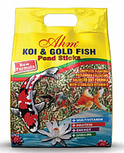 מזון לדגי זהב וקוי במבה מיקס 1 ק"ג - AHM KOI & GOLD FISH FOOD MIX