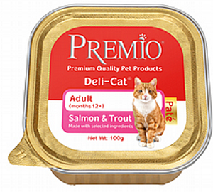 מעדן פרמיו לחתול בוגר פטה סלמון פורל 100 גרם - Premio Deli Cat