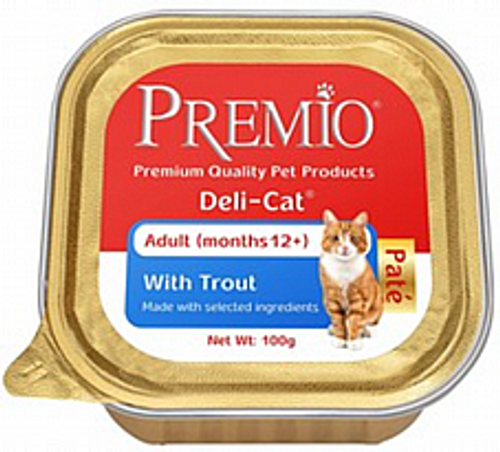 מעדן פרמיו לחתול בוגר פטה דג פורל 100 גרם - Premio Deli Cat