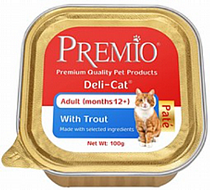 מעדן פרמיו לחתול בוגר פטה דג פורל 100 גרם - Premio Deli Cat