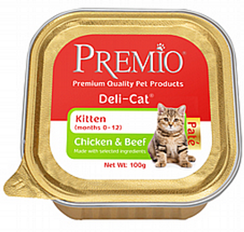 מעדן פרמיו לגורי חתולים מוס עוף ובקר 100 גרם - Premio Deli Cat