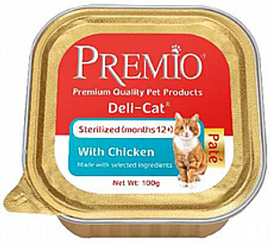 מעדן פרמיו לחתול בוגר סטרלייז עוף פטה 100 גרם - Premio Deli Cat