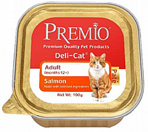 מעדן פרמיו לחתול בוגר סלמון פטה 100 גרם - Premio Deli Cat