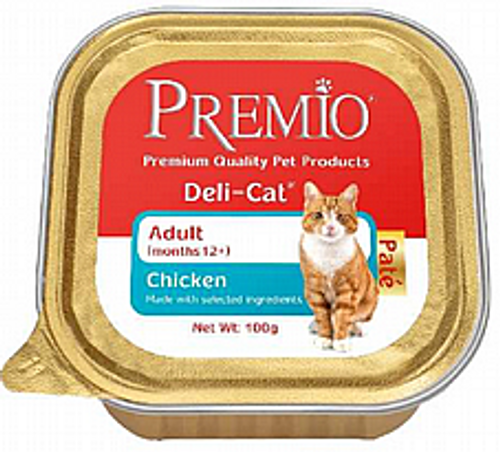 מעדן פרמיו לחתול בוגר עוף פטה 100 גרם - Premio Deli Cat