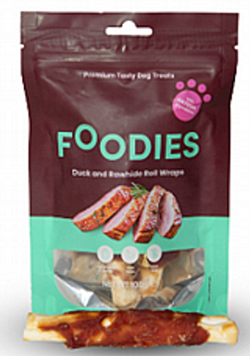 חטיף פודיס ברווז מגולגל על עור בקר 100 גרם - Foodies Duck and Rawhide Roll Stick Wraps