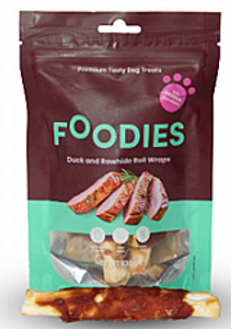 חטיף פודיס ברווז מגולגל על עור בקר 100 גרם - Foodies Duck and Rawhide Roll Stick Wraps