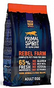 פרימל ספיריט רבל פארם לכלבים בוגרים 1 ק"ג - Primal Spirit Rebel Farm Farm Animals and Rice Recipe