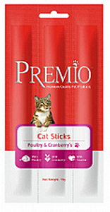חטיף פרמיו סטיק עוף וחמוציות 15 גרם - Premio Cat Sticks