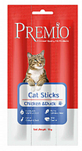 חטיף פרמיו סטיק עוף וברווז 15 גרם - Premio Cat Sticks