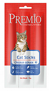 חטיף פרמיו סטיק עוף וברווז 15 גרם - Premio Cat Sticks