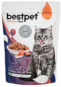 פאוץ בסטפט סלמון לחתולים 85 גרם - BESTPET