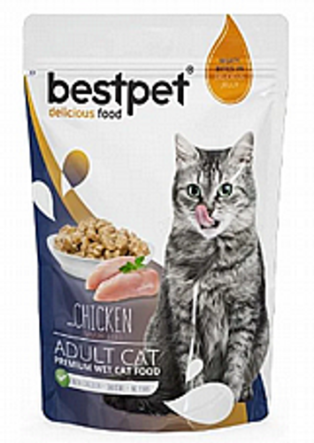 פאוץ בסטפט עוף לחתולים 85 גרם - BESTPET