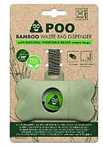 מתקן לשקיות לאיסוף צרכים במבוק - M-Pets Poo Bamboo Waste Bag Dispenser with Waste Bags