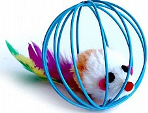 סופר פטס צעצוע עכבר בתוך כדור רשת - SUPER PETS MOUSE IN WIRE CAGE