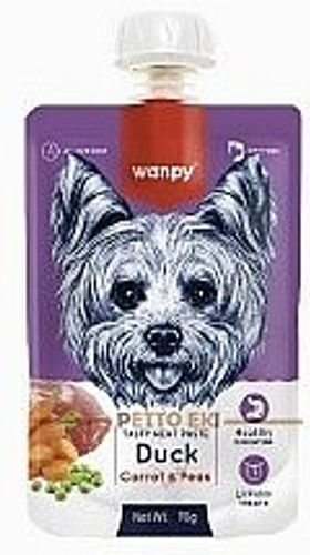 וונפי מחית ברווז גזר ואפונה לכלב 90 גרם - Wanpy tasty meat paste
