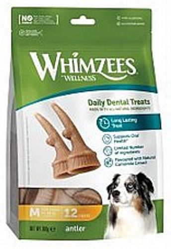 ווימזיס חטיף קרן דנטלי בינוני 12 יחידות 360 גרם - Whimzees Antler Chew Madium