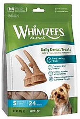 ווימזיס חטיף קרן דנטלי קטן 24 יחידות 360 גרם - Whimzees Antler Chew Small