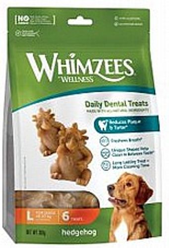 ווימזיס חטיף קיפוד דנטלי גדול 6 יחידות 360 גרם - Whimzees Hedgehog Chew Large