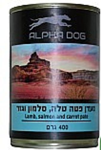 שימורי אלפא דוג פטה טלה סלמון וגזר לכלבים 400 גרם - Alpha Dog