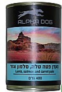 שימורי אלפא דוג פטה טלה סלמון וגזר לכלבים 400 גרם - Alpha Dog