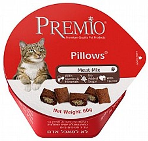 חטיף פרמיו לחתולים כריות מיקס בשר  60 גרם - Premio Pillows Meat Mix