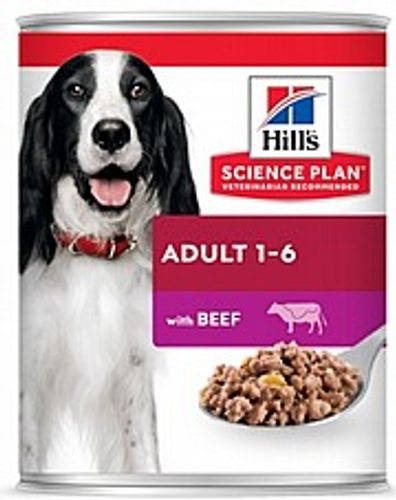 שימורי הילס סאיינס פלאן בקר לכלבים 370 גרם - Hill's Science Plan Canine Adult All Breeds With Beef