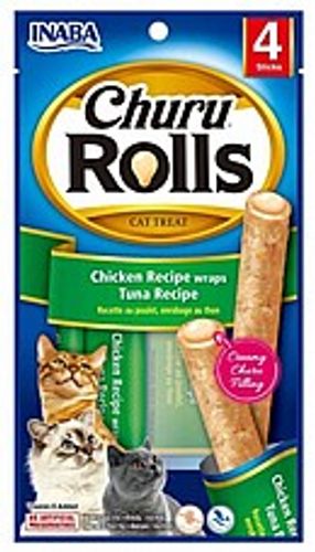 מעדן אינאבה צ'ורו רול טונה לחתול 40 גרם - Inaba Churu Rolls Chicken Recipe wraps Tuna
