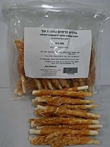חטיף לידר צ'ויס גליליות בציפוי עוף לכלבים 500 גרם - Leader's Choice Chicken Wrapped Rawhide Twist