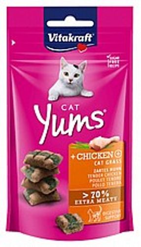 חטיף ויטקראפט קט יאמס עוף ודשא 40 גרם - Vitakraft Cat Yums Chicken & Cat Grass