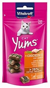 חטיף ויטקראפט קט יאמס עוף ודשא 40 גרם - Vitakraft Cat Yums Chicken & Cat Grass