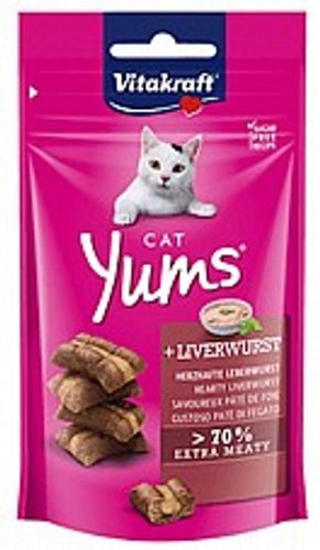 חטיף ויטקראפט קט יאמס נקניקיות כבד 40 גרם - Vitakraft Cat Yums Liver Sausage