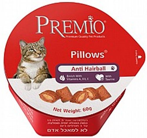 חטיף פרמיו לחתולים כריות אנטי היירבול 60 גרם - Premio Pillows Anti Hairball