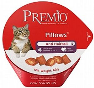 חטיף פרמיו לחתולים כריות אנטי היירבול 60 גרם - Premio Pillows Anti Hairball