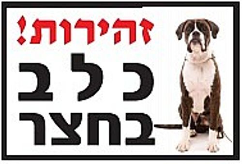 שלט זהירות כלב בחצר בוקסר