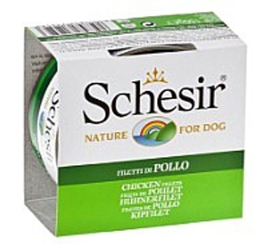 שזיר מעדן פילה עוף לכלב 150 גרם - Schesir Chicken Fillets