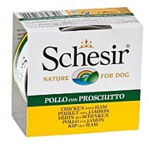 שזיר מעדן עוף עם ירך חזיר לכלב 150 גרם - Schesir Chicken Fillets With Ham