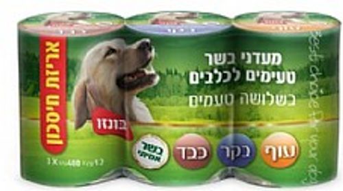 שימורי בונזו  מולטיפק כבד בקר ועוף 400 גרם - bonzo
