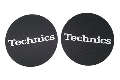 זוג סליפמטים שחורים עם לוגו לבן - TECHNICS Slipmat B/W 