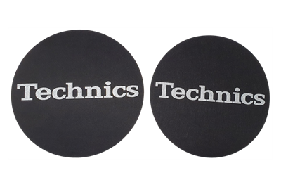זוג סליפמטים שחורים עם לוגו כסוף - TECHNICS Slipmat B/S 