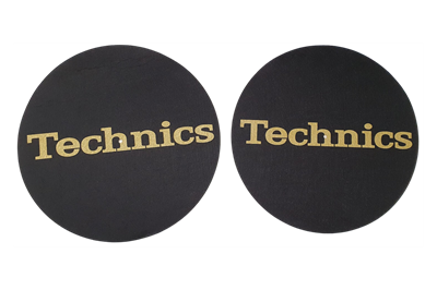 זוג סליפמטים שחורים עם לוגו זהוב - TECHNICS Slipmat B/G 