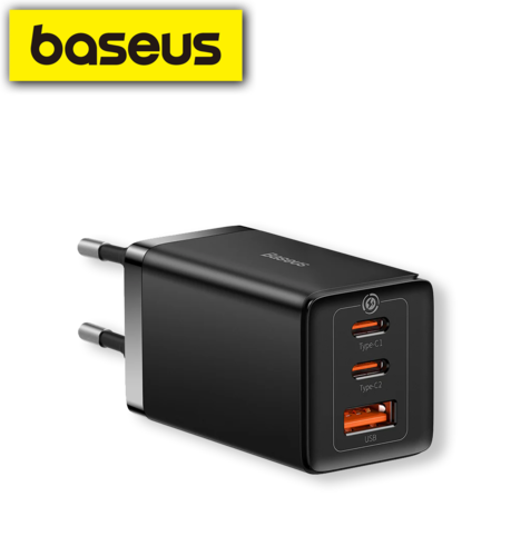 מטען 210126H 2C+‎U 65W with Cable C to C 100W Baseus